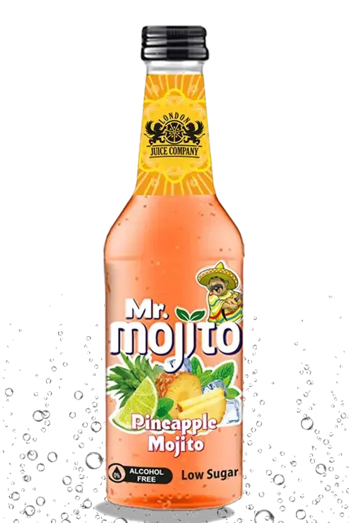 "Mr. Mojito Pineapple Mojito 275ml glass bottle alcohol-free tropical beverage"